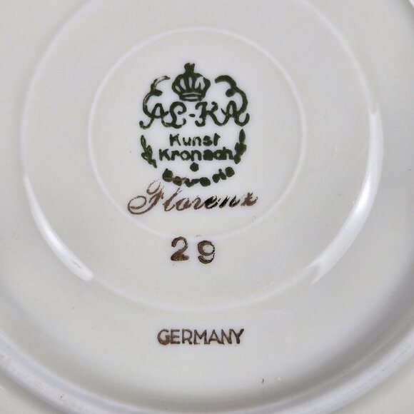 Vintage Kunst Kronsch Florenz Set of 4 Cups Saucers Blue White Gold Bavaria 1950 - Picture 8 of 15